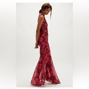 Elegant Red Floral Dress